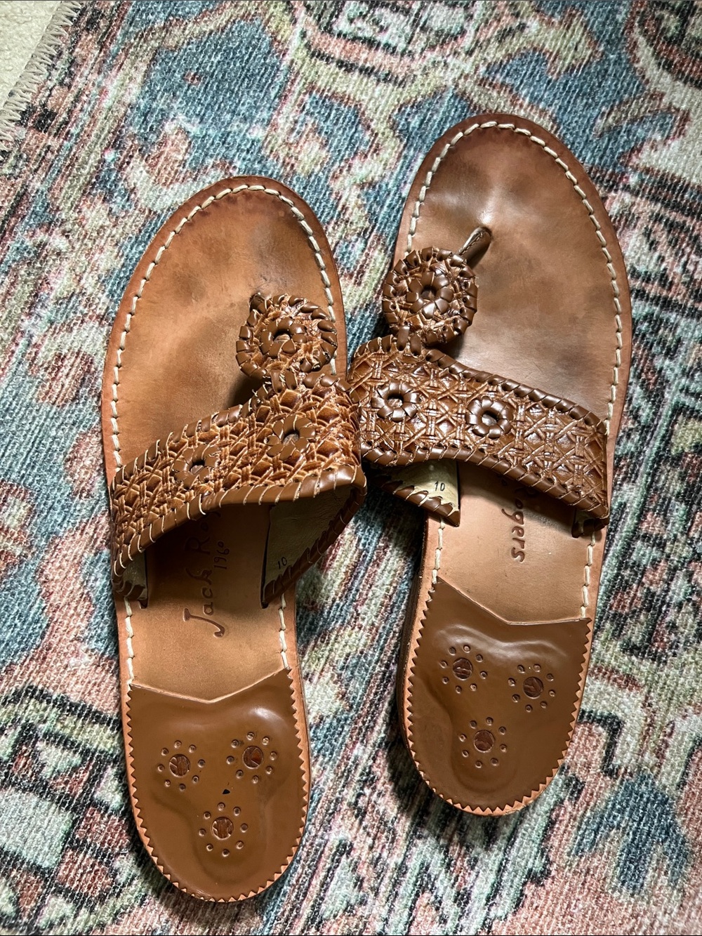 Jack Rogers Tan Woven Leather Sandals